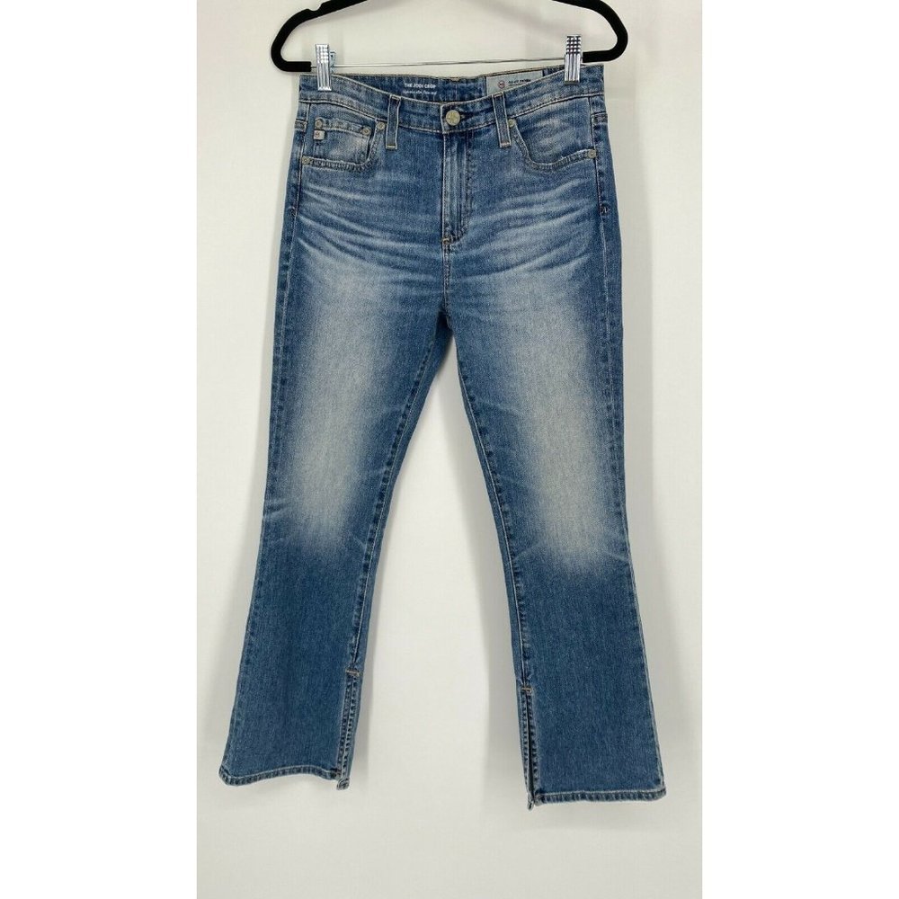 AG Adriano Goldschmied The Jodi Crop Jean Size 27 Slit High Rise Slim Flare Blue